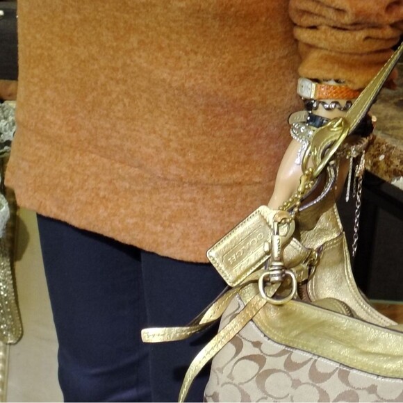 Coach Signature Metallic Gold Hobo Bag – 2003 Y2K Archive, Pristine Vintage Cond - Picture 7 of 12